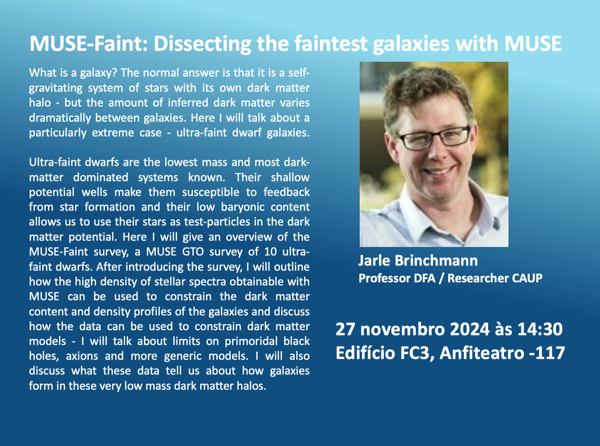 Palestra DFA | MUSE-Faint: Dissecting the faintest galaxies with MUSE | às 14:30 no FC3.-177