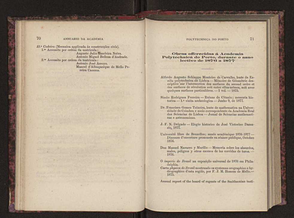Annuario da Academia Polytechnica do Porto. A. 1 (1877-1878) / Ex. 2 37