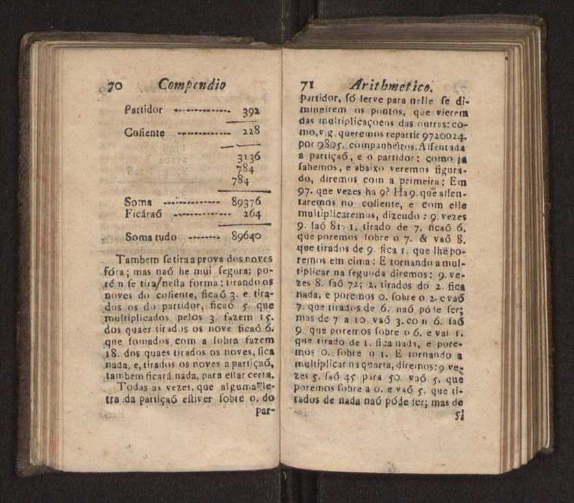 Compendio arithmetico : obra muito util para principiantes aprenderem com facilidade todas as especies de conta, & saberem usar dellas, com suas taboas no fim, em que se achara diminuidas as moedas de ouro deste reyno ... 44