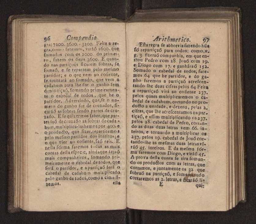 Compendio arithmetico : obra muito util para principiantes aprenderem com facilidade todas as especies de conta, & saberem usar dellas, com suas taboas no fim, em que se achara diminuidas as moedas de ouro deste reyno ... 57