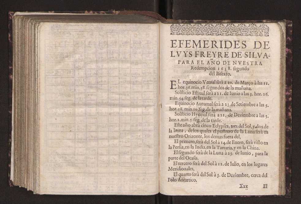 Efemerides generales de los movimientos de los Cielos por 64 aos desde el de 1637 hasta el de 1700, segundo Fycho y Copernico, que mas conforman la verdad 278